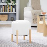 LumiSource Michelle 16-Inch Contemporary Cream Ottoman Natural Wood 8 LumiSource Michelle 16-Inch Contemporary Cream Ottoman Natural Wood