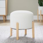 LumiSource Michelle 16-Inch Contemporary Cream Ottoman Natural Wood 10 LumiSource Michelle 16-Inch Contemporary Cream Ottoman Natural Wood