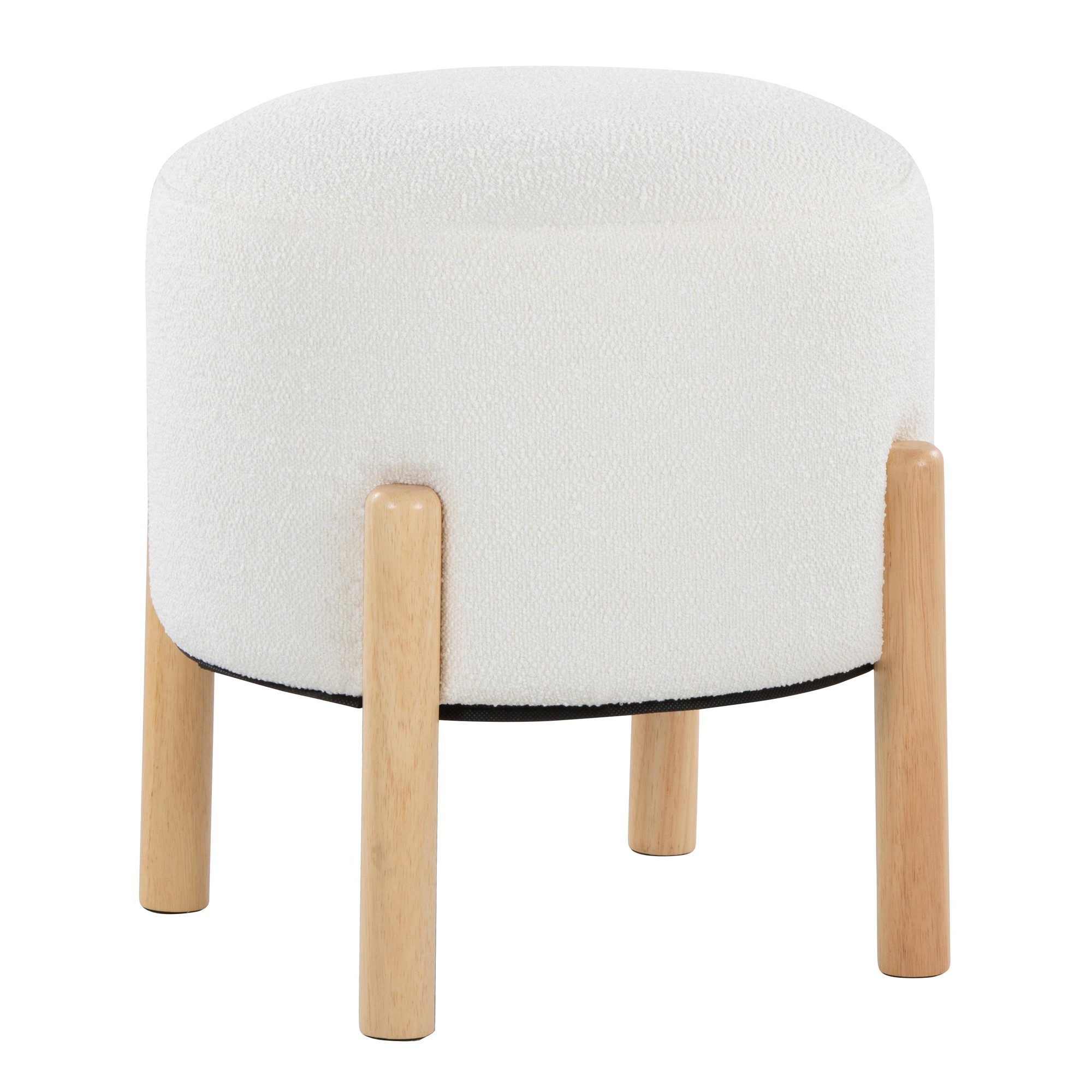 LumiSource Michelle 16-Inch Contemporary Cream Ottoman Natural Wood 4 LumiSource Michelle 16-Inch Contemporary Cream Ottoman Natural Wood - Image 4