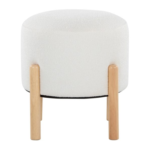 LumiSource Michelle 16 Inch Contemporary Cream Ottoman Natural Wood 4