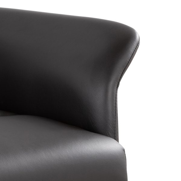 LumiSource Petal Espresso Faux Leather Black Metal Contemporary Accent Chair 10