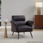 LumiSource Petal Espresso Faux Leather Black Metal Contemporary Accent Chair 15 LumiSource Petal Espresso Faux Leather Black Metal Contemporary Accent Chair
