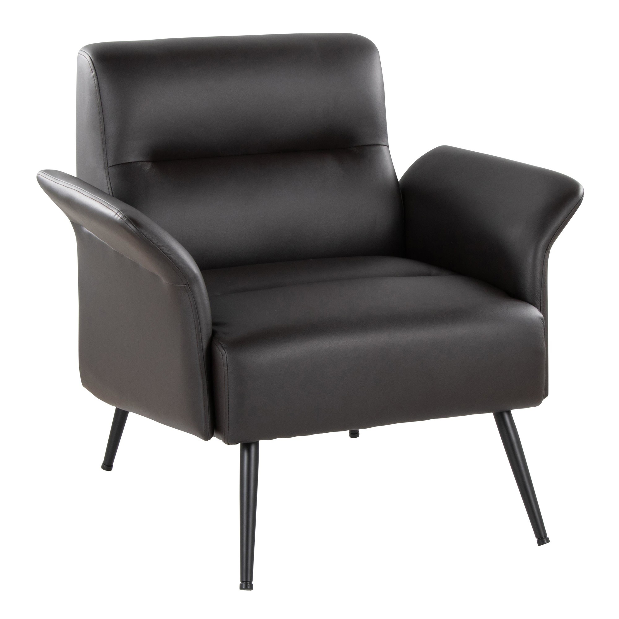 LumiSource Petal Espresso Faux Leather Black Metal Contemporary Accent Chair 3 LumiSource Petal Espresso Faux Leather Black Metal Contemporary Accent Chair - Image 3