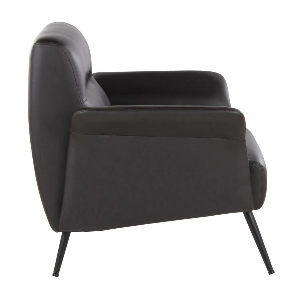 LumiSource Petal Espresso Faux Leather Black Metal Contemporary Accent Chair 3