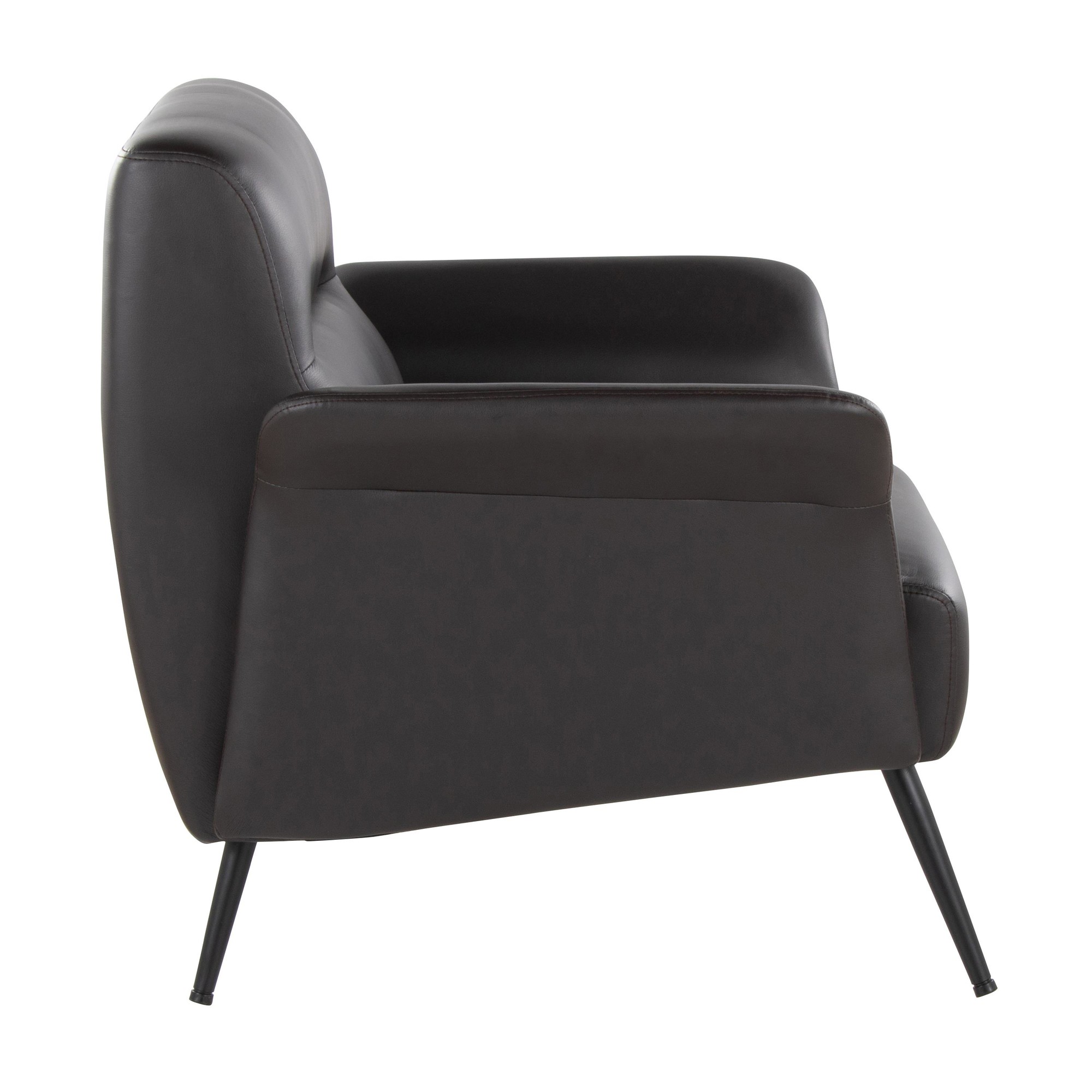 LumiSource Petal Espresso Faux Leather Black Metal Contemporary Accent Chair 4 LumiSource Petal Espresso Faux Leather Black Metal Contemporary Accent Chair - Image 4