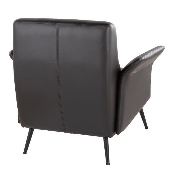 LumiSource Petal Espresso Faux Leather Black Metal Contemporary Accent Chair 4