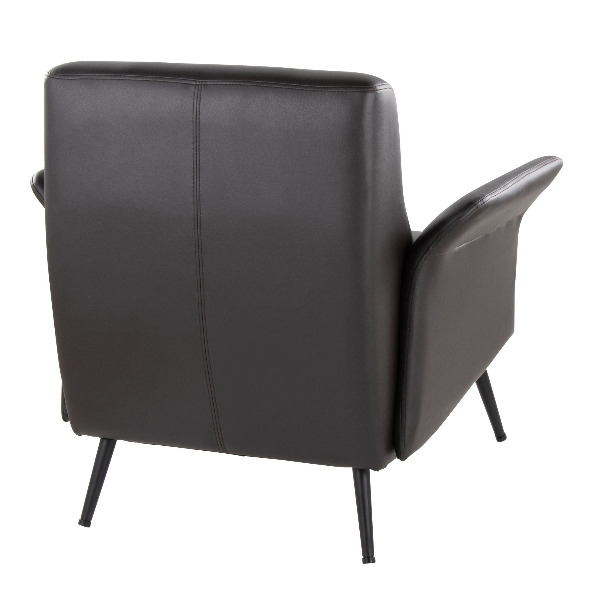 LumiSource Petal Espresso Faux Leather Black Metal Contemporary Accent Chair 5 LumiSource Petal Espresso Faux Leather Black Metal Contemporary Accent Chair - Image 5