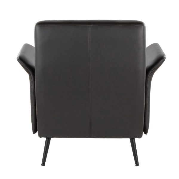LumiSource Petal Espresso Faux Leather Black Metal Contemporary Accent Chair 5