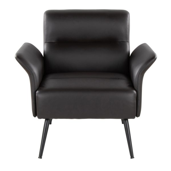 LumiSource Petal Espresso Faux Leather Black Metal Contemporary Accent Chair 6