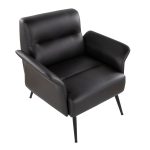 LumiSource Petal Espresso Faux Leather Black Metal Contemporary Accent Chair 22 LumiSource Petal Espresso Faux Leather Black Metal Contemporary Accent Chair