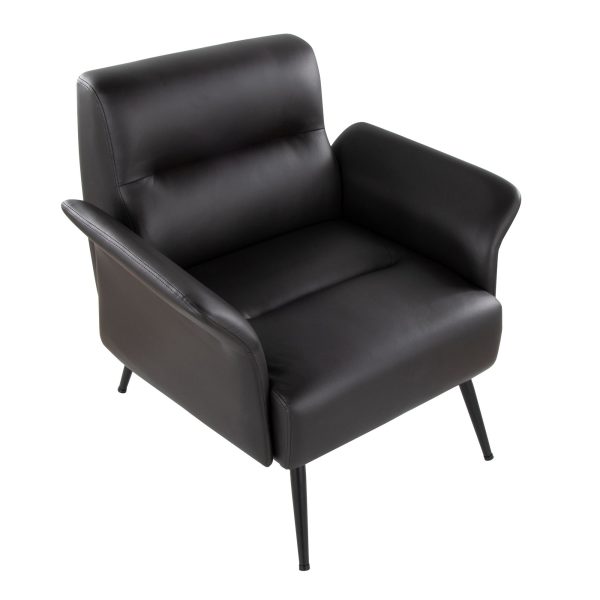 LumiSource Petal Espresso Faux Leather Black Metal Contemporary Accent Chair 7