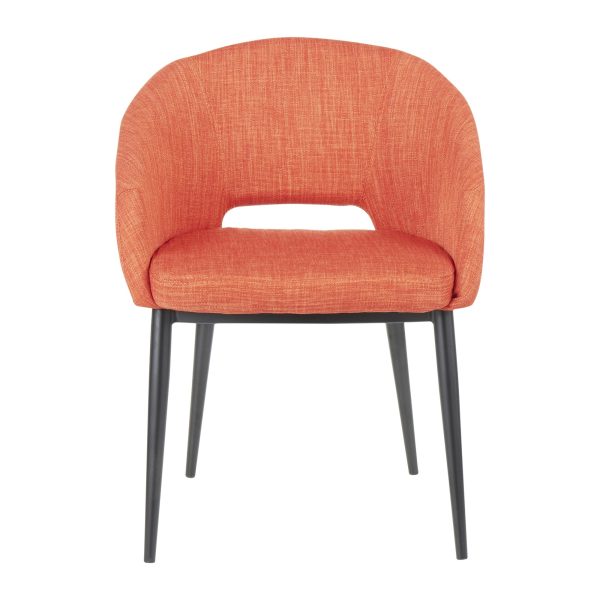 LumiSource Renee Orange Fabric Black Metal Contemporary Accent Chair 4