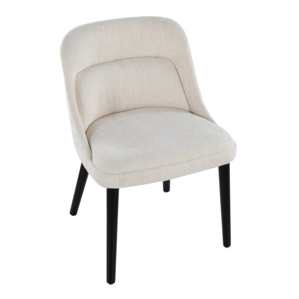 LumiSource Rina Black Wood Cream Mid Century Dining Chairs Set of 2 10