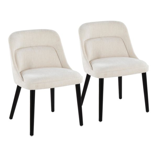 LumiSource Rina Black Wood Cream Mid Century Dining Chairs Set of 2 4