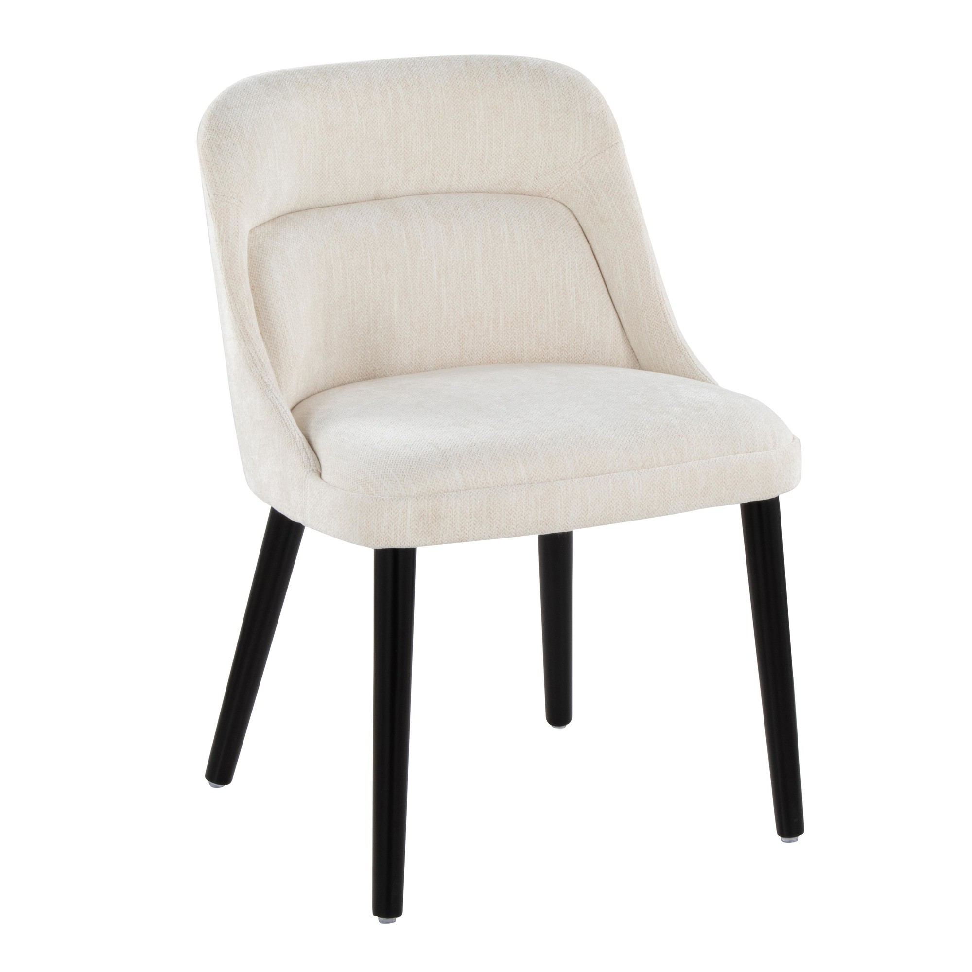 LumiSource Rina Black Wood Cream Mid-Century Dining Chairs (Set of 2) 6 LumiSource Rina Black Wood Cream Mid-Century Dining Chairs (Set of 2) - Image 6
