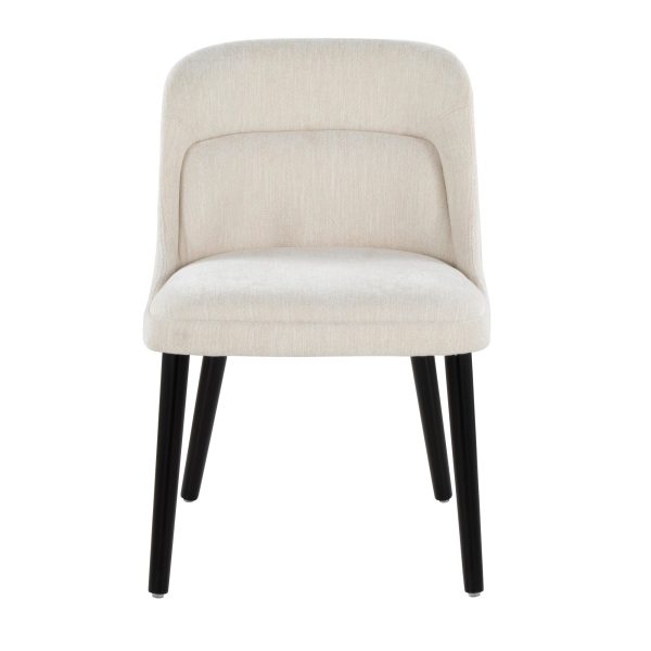 LumiSource Rina Black Wood Cream Mid Century Dining Chairs Set of 2 9