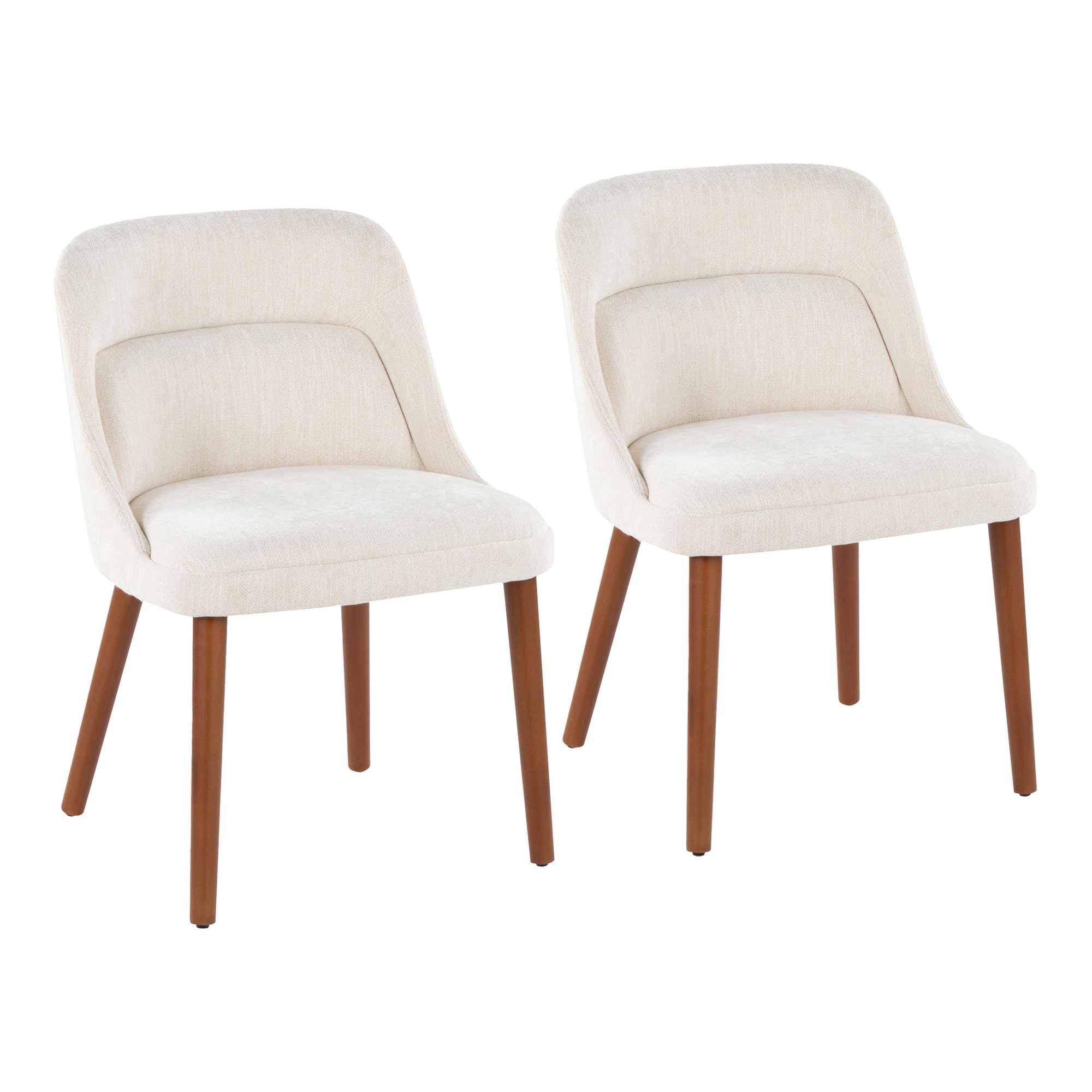 LumiSource Rina Mid-Century Modern Walnut/Cream Dining Chairs (Set of 2) 2 LumiSource Rina Mid-Century Modern Walnut/Cream Dining Chairs (Set of 2) - Image 2