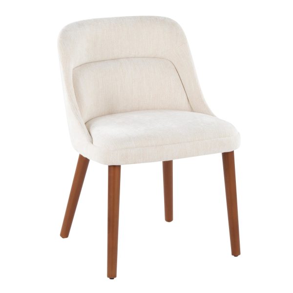 LumiSource Rina Mid Century Modern WalnutCream Dining Chairs Set of 2 2