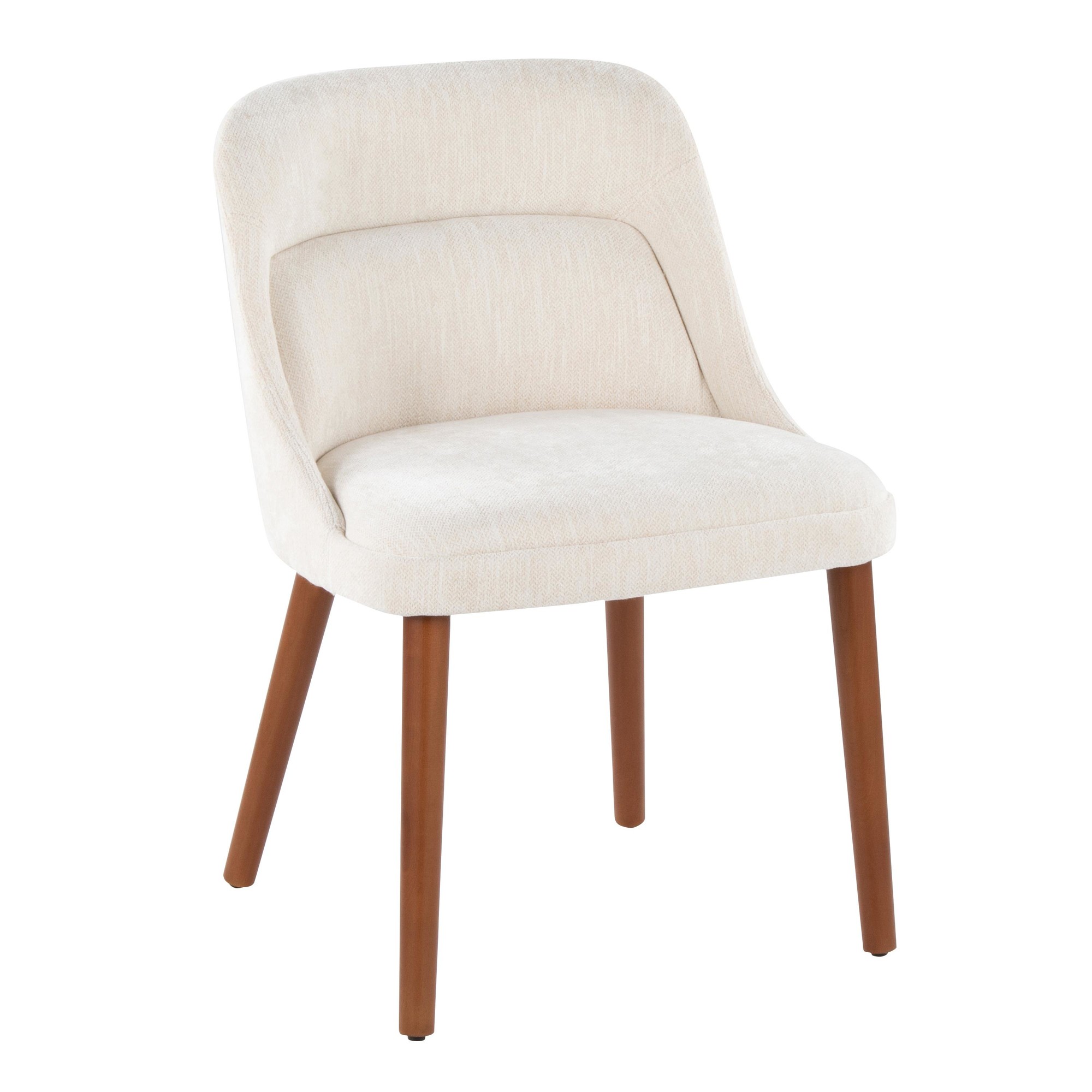 LumiSource Rina Mid-Century Modern Walnut/Cream Dining Chairs (Set of 2) 3 LumiSource Rina Mid-Century Modern Walnut/Cream Dining Chairs (Set of 2) - Image 3