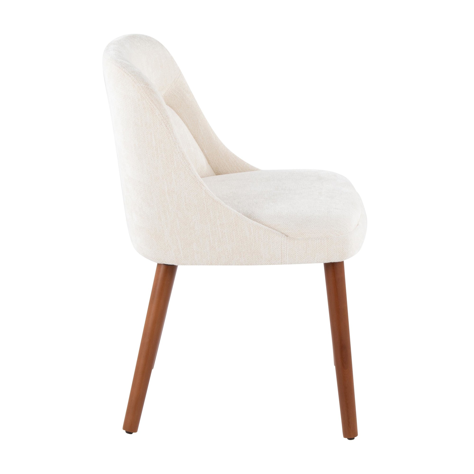 LumiSource Rina Mid-Century Modern Walnut/Cream Dining Chairs (Set of 2) 4 LumiSource Rina Mid-Century Modern Walnut/Cream Dining Chairs (Set of 2) - Image 4
