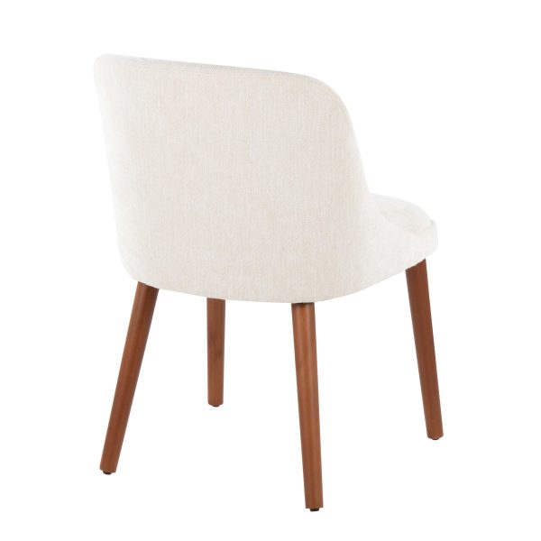 LumiSource Rina Mid Century Modern WalnutCream Dining Chairs Set of 2 4