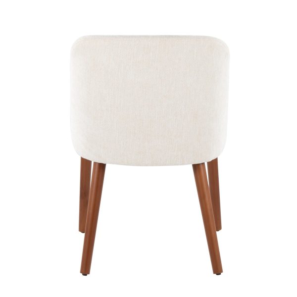 LumiSource Rina Mid Century Modern WalnutCream Dining Chairs Set of 2 5