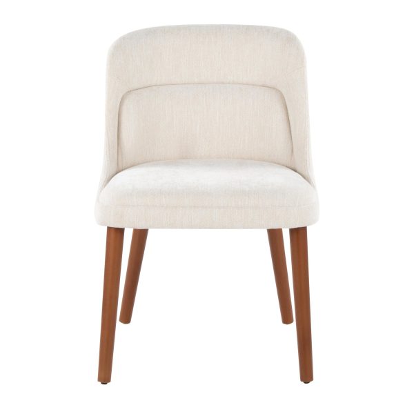 LumiSource Rina Mid Century Modern WalnutCream Dining Chairs Set of 2 6