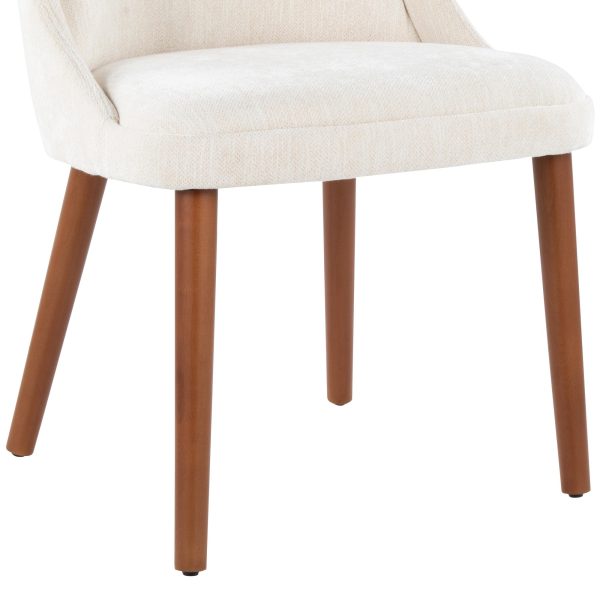 LumiSource Rina Mid Century Modern WalnutCream Dining Chairs Set of 2 8
