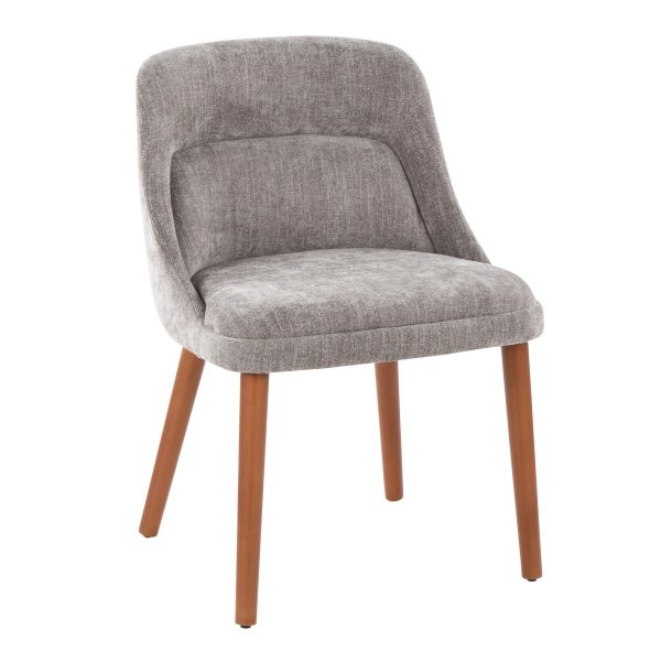 LumiSource Rina Walnut and Grey Mid Century Modern Chairs Set of 2 2