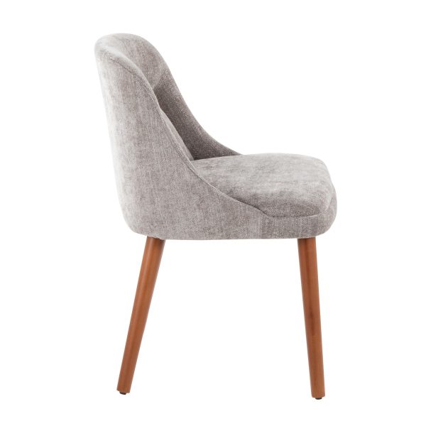 LumiSource Rina Walnut and Grey Mid Century Modern Chairs Set of 2 3