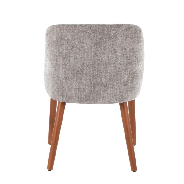 LumiSource Rina Walnut and Grey Mid Century Modern Chairs Set of 2 5
