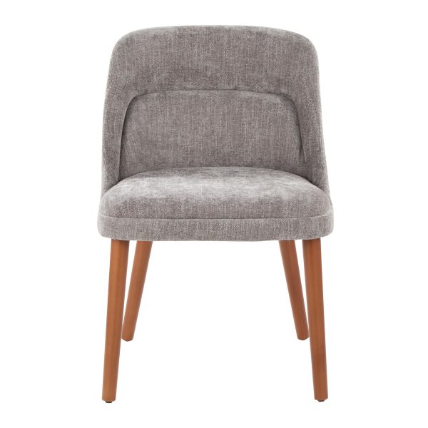 LumiSource Rina Walnut and Grey Mid Century Modern Chairs Set of 2 6