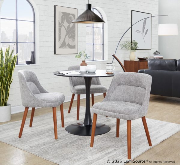 LumiSource Rina Walnut and Grey Mid Century Modern Chairs Set of 2