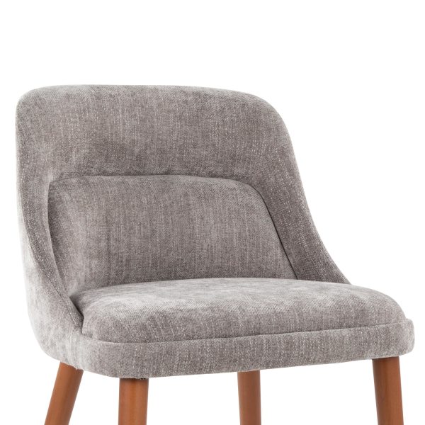 LumiSource Rina Walnut and Grey Mid Century Modern Chairs Set of 2 7