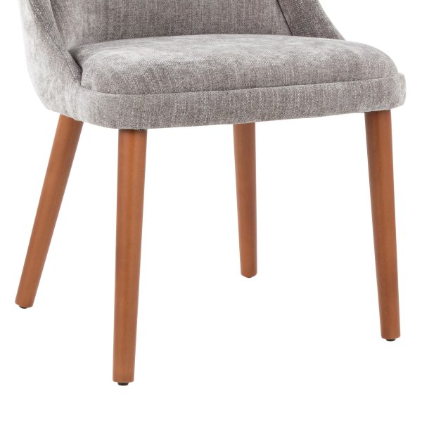 LumiSource Rina Walnut and Grey Mid Century Modern Chairs Set of 2 8