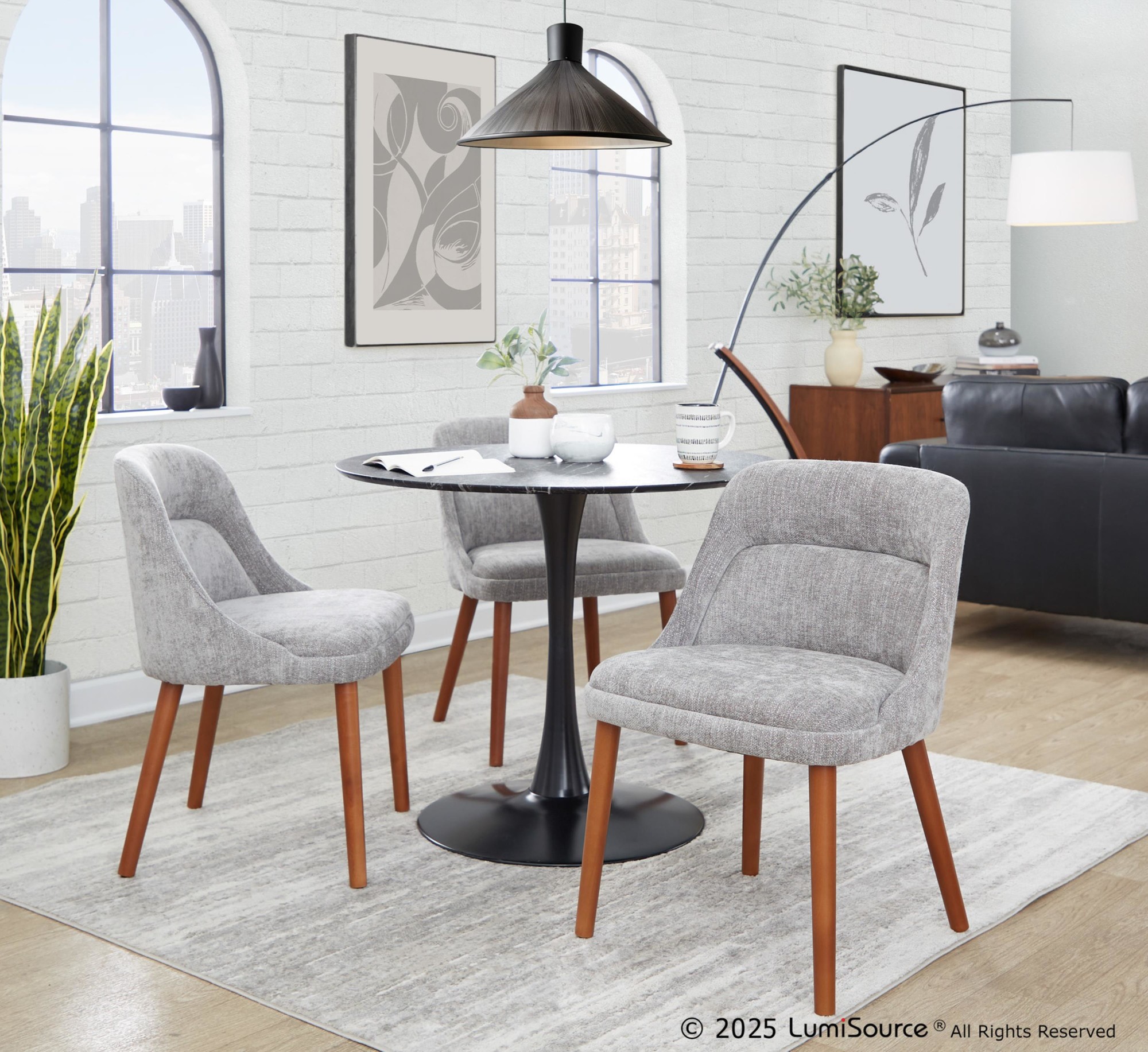 LumiSource Rina Walnut and Grey Mid-Century Modern Chairs (Set of 2) 1 LumiSource Rina Walnut and Grey Mid-Century Modern Chairs (Set of 2)