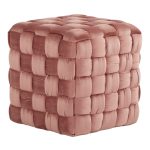 LumiSource Square 16-Inch Braided Contemporary Blush Pink Velvet Ottoman 7 LumiSource Square 16-Inch Braided Contemporary Blush Pink Velvet Ottoman