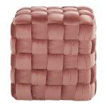 LumiSource Square 16-Inch Braided Contemporary Blush Pink Velvet Ottoman 8 LumiSource Square 16-Inch Braided Contemporary Blush Pink Velvet Ottoman