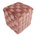 LumiSource Square 16-Inch Braided Contemporary Blush Pink Velvet Ottoman 9 LumiSource Square 16-Inch Braided Contemporary Blush Pink Velvet Ottoman