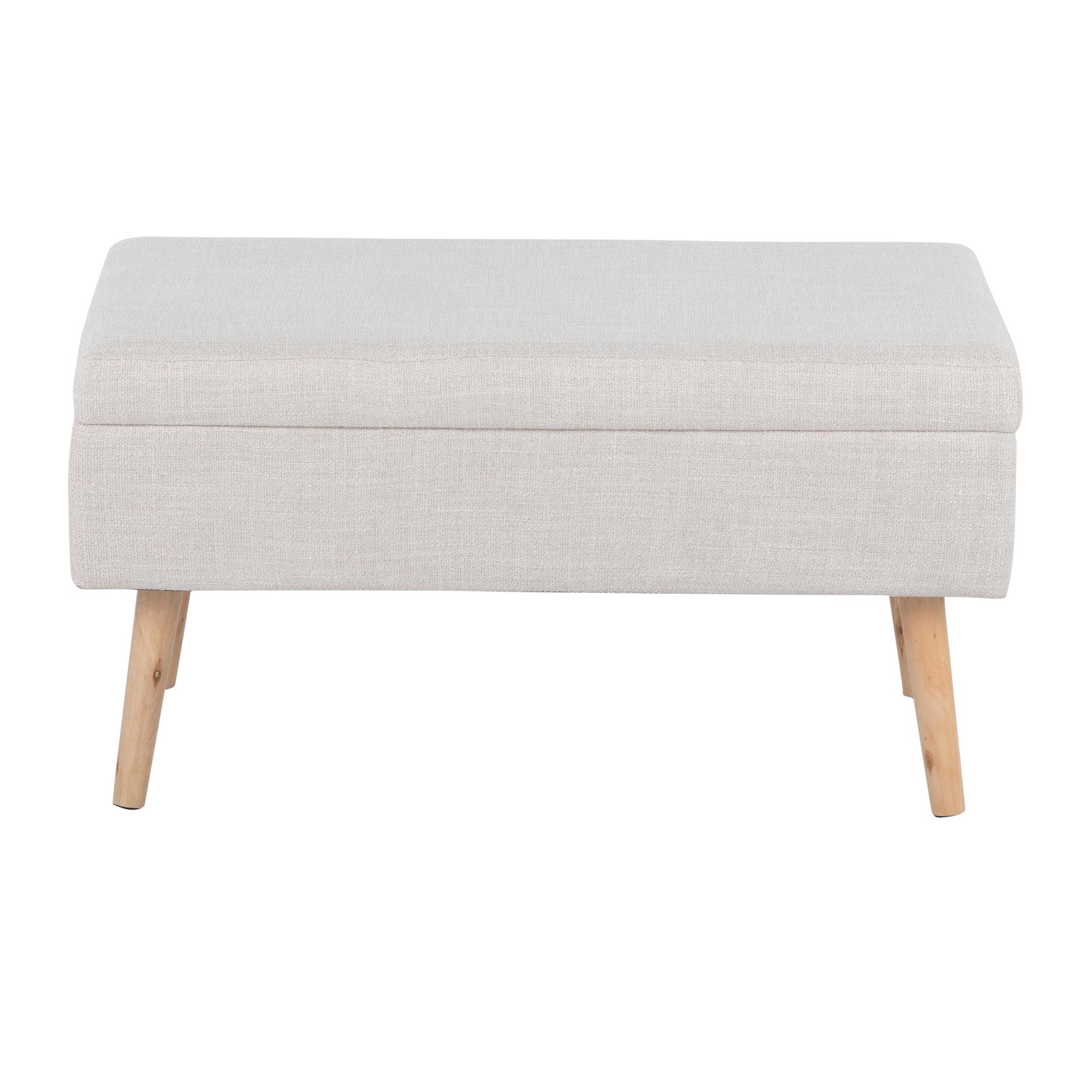 LumiSource Storage Natural Wood Beige Fabric Contemporary Bench 14 LumiSource Storage Natural Wood Beige Fabric Contemporary Bench - Image 14