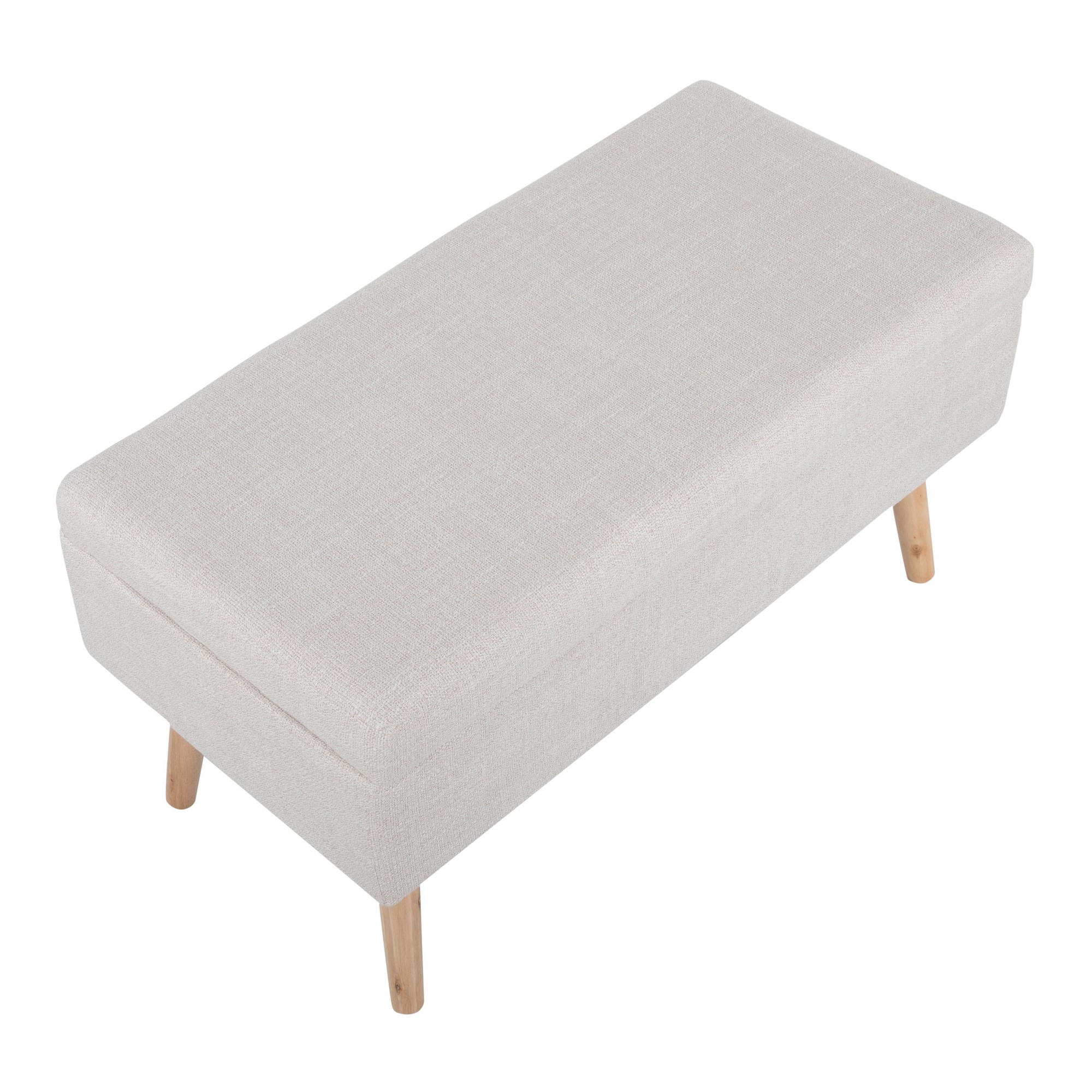 LumiSource Storage Natural Wood Beige Fabric Contemporary Bench 15 LumiSource Storage Natural Wood Beige Fabric Contemporary Bench - Image 15
