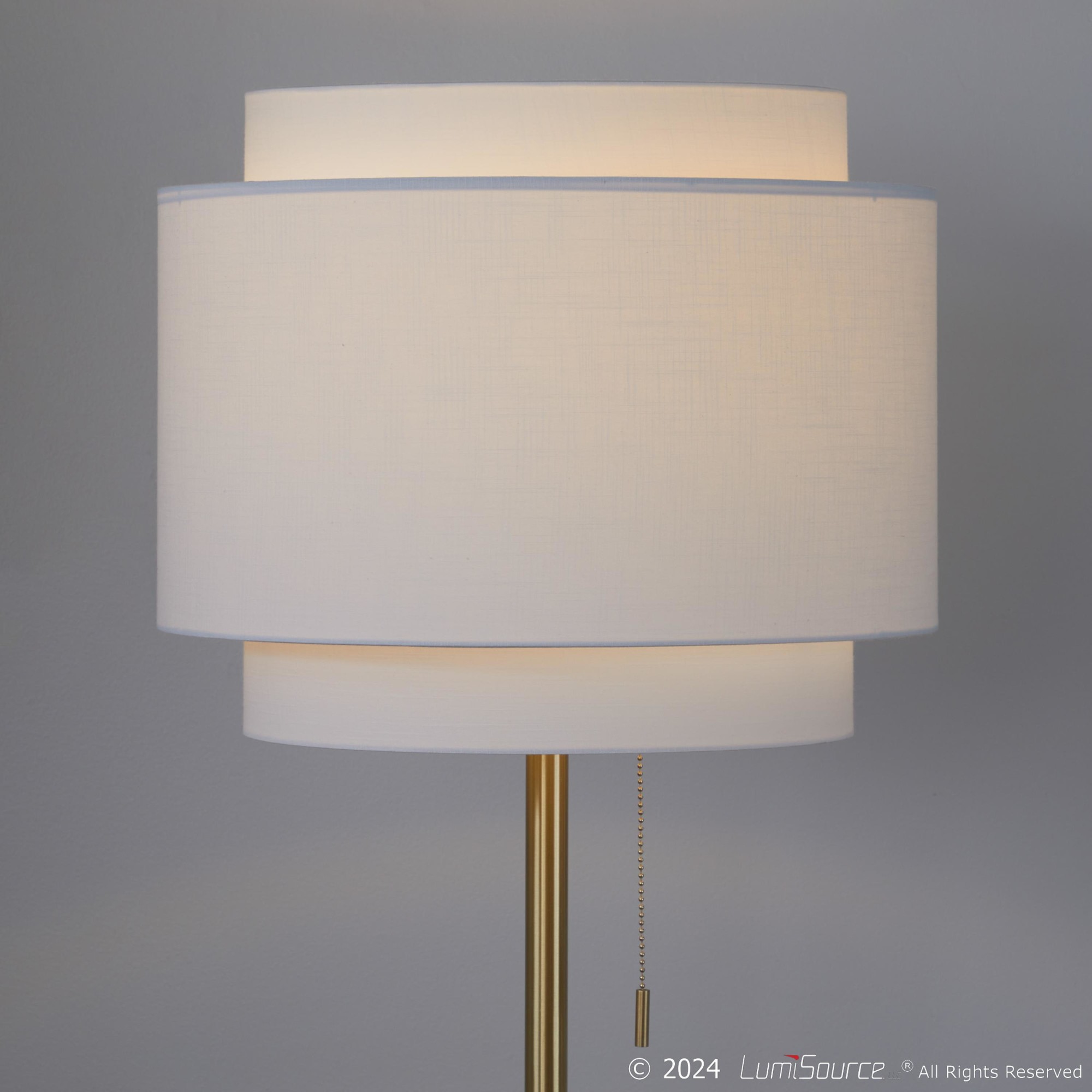 LumiSource Tier Contemporary Gold Metal Linen Shade Floor Lamp 4 LumiSource Tier Contemporary Gold Metal Linen Shade Floor Lamp - Image 4
