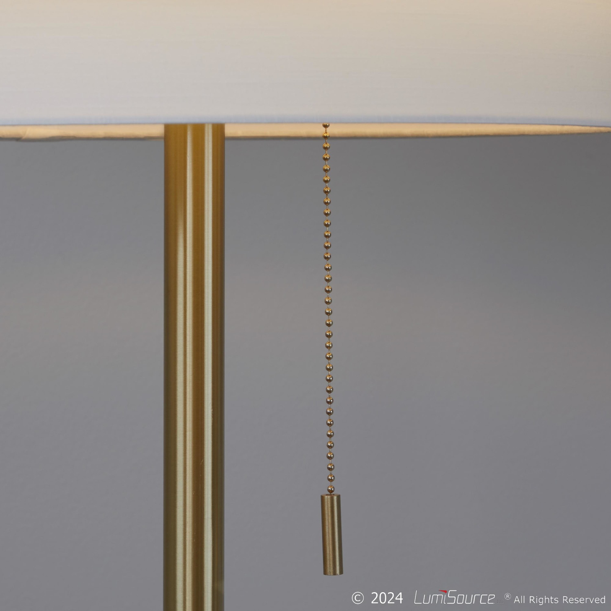 LumiSource Tier Contemporary Gold Metal Linen Shade Floor Lamp 5 LumiSource Tier Contemporary Gold Metal Linen Shade Floor Lamp - Image 5