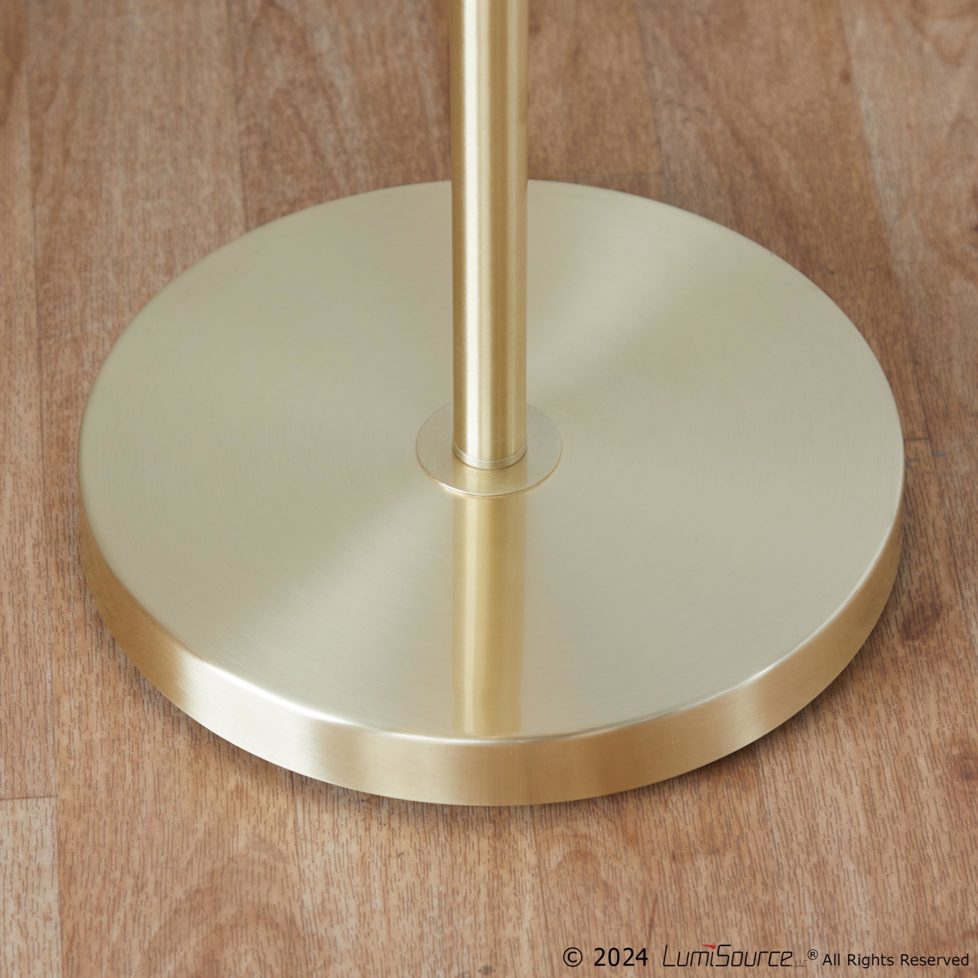 LumiSource Tier Contemporary Gold Metal Linen Shade Floor Lamp 6 LumiSource Tier Contemporary Gold Metal Linen Shade Floor Lamp - Image 6