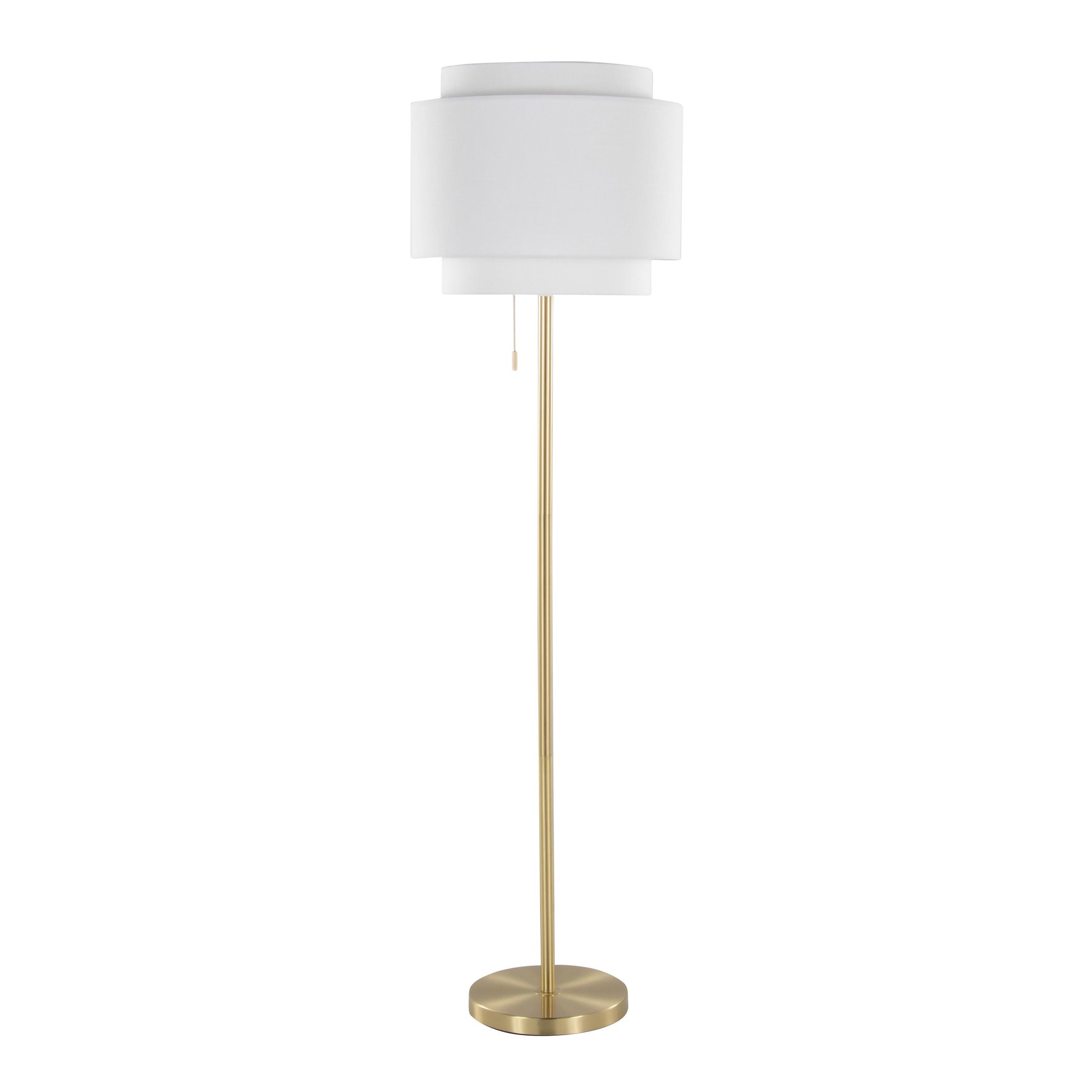 LumiSource Tier Contemporary Gold Metal Linen Shade Floor Lamp 7 LumiSource Tier Contemporary Gold Metal Linen Shade Floor Lamp - Image 7