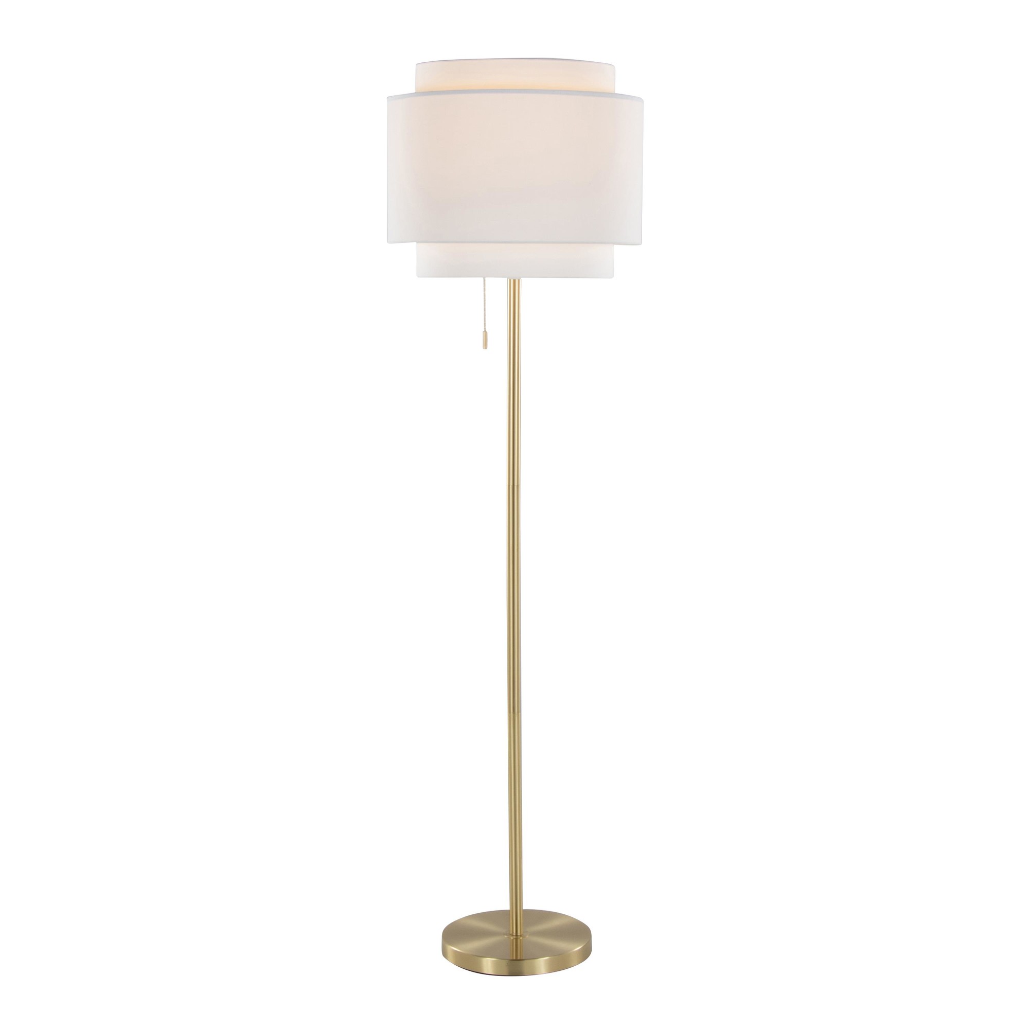 LumiSource Tier Contemporary Gold Metal Linen Shade Floor Lamp 8 LumiSource Tier Contemporary Gold Metal Linen Shade Floor Lamp - Image 8
