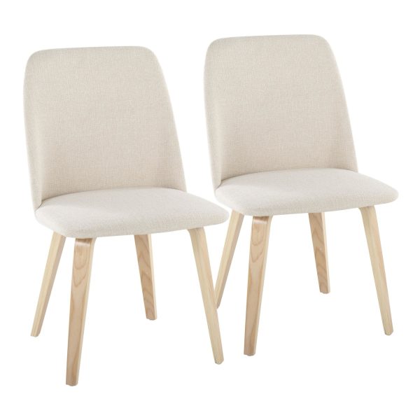 LumiSource Toriano Cream Fabric Mid Century Dining Chairs Set of 2 2