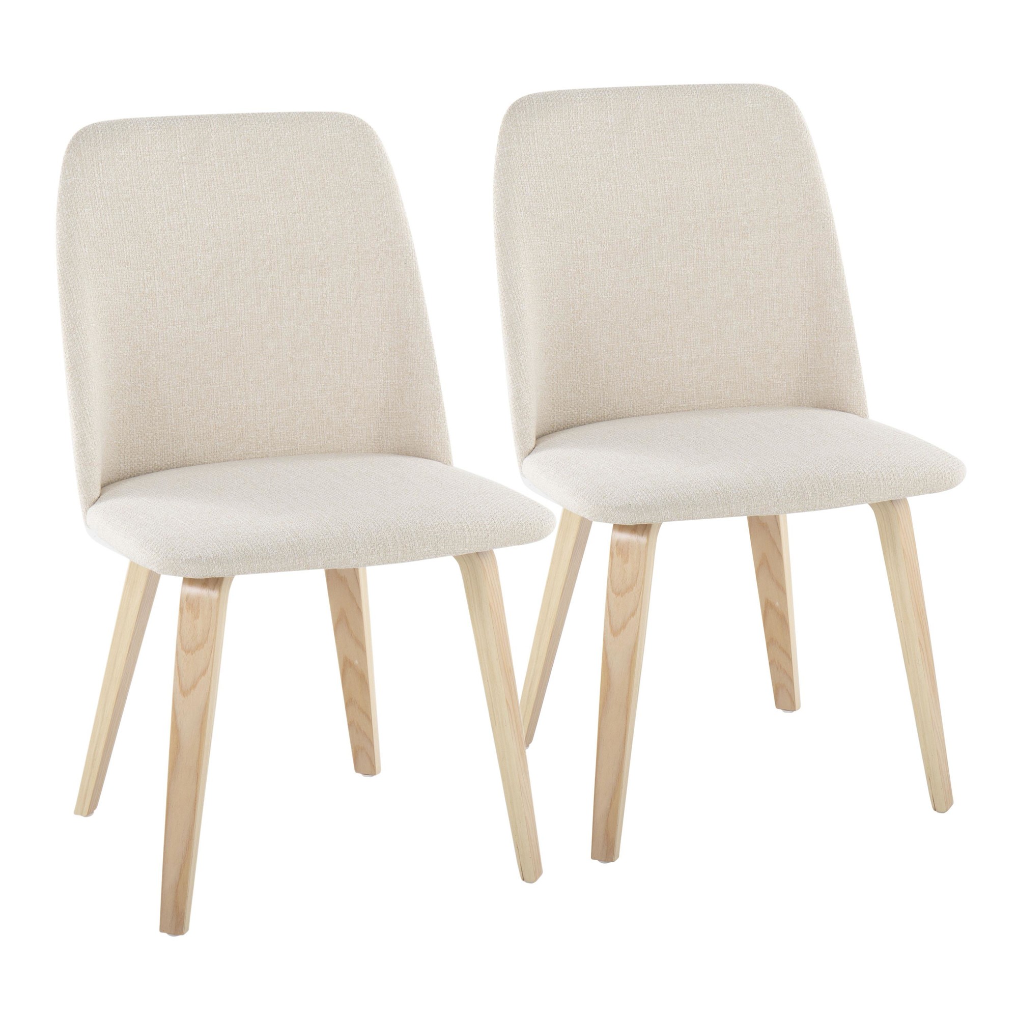 LumiSource Toriano Cream Fabric Mid-Century Dining Chairs (Set of 2) 3 LumiSource Toriano Cream Fabric Mid-Century Dining Chairs (Set of 2) - Image 3