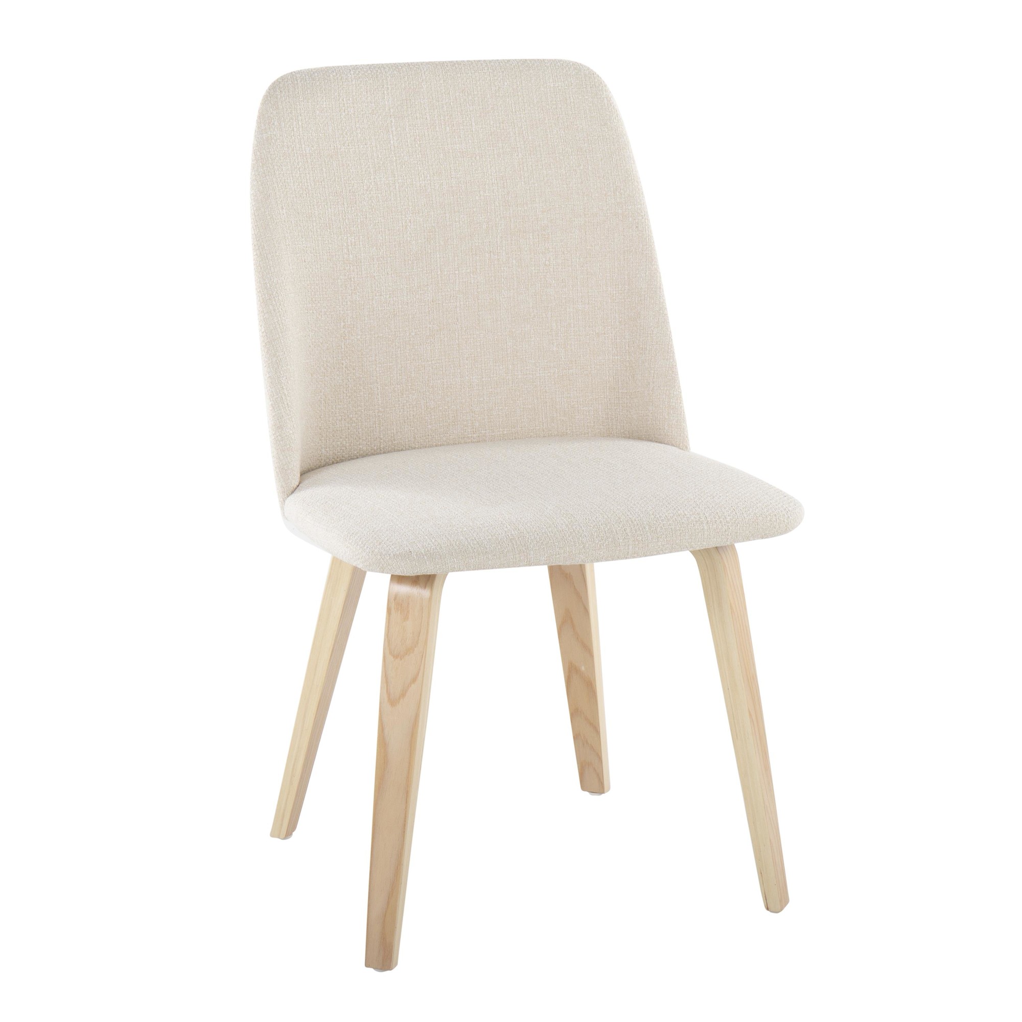 LumiSource Toriano Cream Fabric Mid-Century Dining Chairs (Set of 2) 4 LumiSource Toriano Cream Fabric Mid-Century Dining Chairs (Set of 2) - Image 4