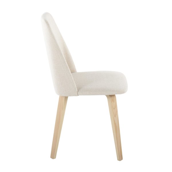 LumiSource Toriano Cream Fabric Mid Century Dining Chairs Set of 2 4